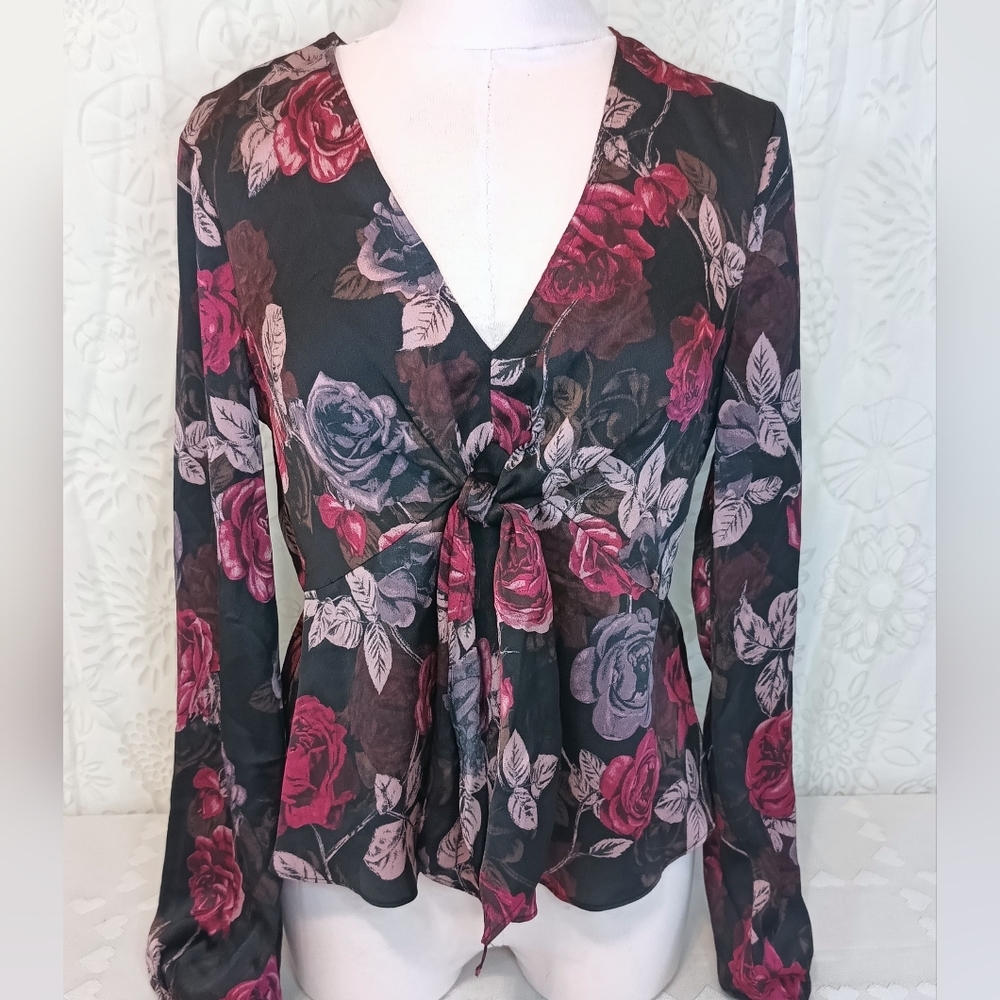 Guess Floral Long-Sleeved Blouse, Med